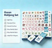 Tuiles de Mahjong Nautiques de Luxe - Jeu de Mahjong Thème Marin avec des Cartes Joker Sirène, Cadeau Unique Mahjong Océanique pour Soirée de Jeu en Famille