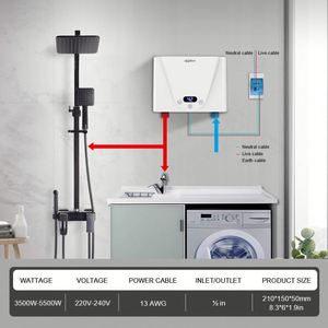 Anlabeier 220V 3000 5200W Mini calentador de agua eléctrico sin tanque de acero inoxidable caliente Instantáneo Para el hogar Mini plástico multipunto - Product Image 5