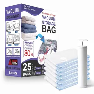 50*70cm Space Saver Double Zipper Plastic Vacuum Storage Bags Cubic Eco Friendly With Pump For Clothes