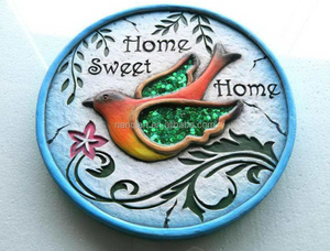 Artificielle Résine Artisanat Extérieur Jardin Maison Parc Décor Circulaire Coloré Ciment Oiseau Plante Motif Tremplin Statues - Product Image 6