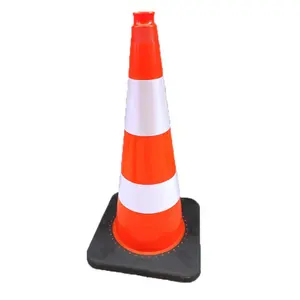 Cône de signalisation réfléchissant orange de 18 pouces avec produit d'avertissement de sécurité pliable à base en caoutchouc durable à vendre