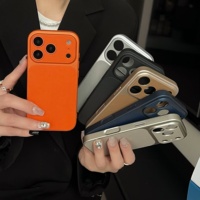 Étui de téléphone haut de gamme en cuir avec grande fenêtre, compatible avec Apple 17 Pro Max, étui de téléphone tendance pour iPhone 16 Pro, simple, antichoc pour 15, 14, 13