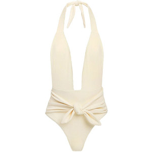 Custom <strong>women's</strong> one piece bikini halter neck backless Solid swimwear ladies swimsuit <strong>bathroom</strong> - Product Image 5