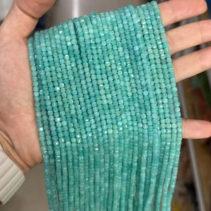 Cubes facettés en amazonite bleue de 3 mm, petites pierres carrées de rubis, pierres de guérison, pour la fabrication de bijoux DIY, certifiées par une tierce partie, complètes - Product Image 1