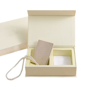 Elegant Cream Magnetic Jewelry Box with Dual Compartments, Premium <b>Storage</b> for <b>Necklaces</b>, Bracelets & Fine Jewelry - Product Image 2