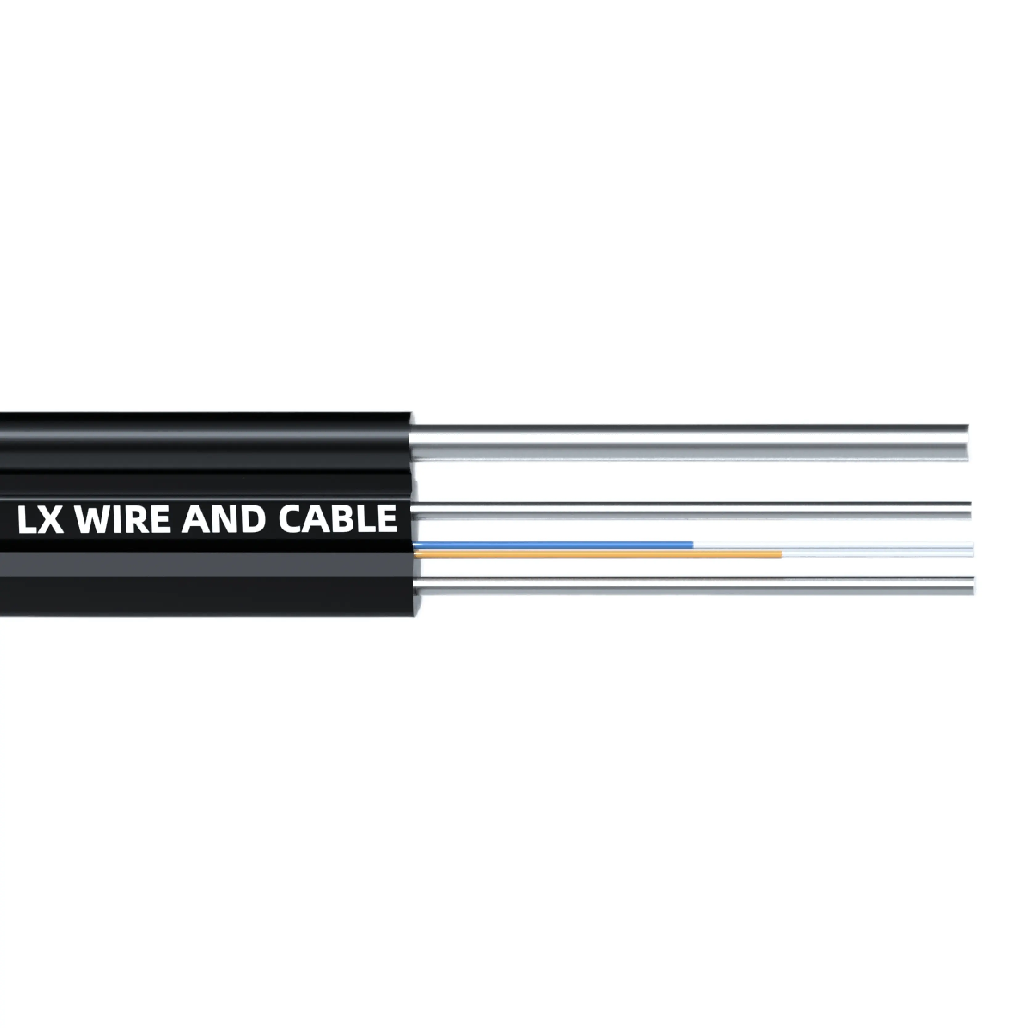 LX Trois fils d'acier FTTH Câble de dérivation à fibre optique avec messager en acier de l'extérieur à l'intérieur avec gaine OD 2.0*5.0mm LSZH