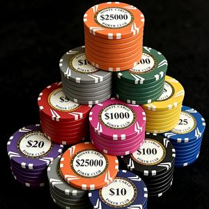 Nuevo Juego de Fichas de Póker de Arcilla Montecarlo, Alta Denominación, Imagen Personalizada, 40 mm, 14 g/unidad, Puede Personalizar la Etiqueta con su Logotipo en el Centro - Product Image 1