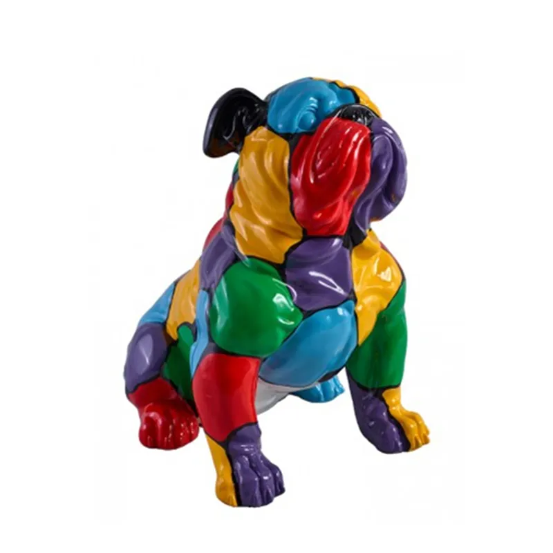 Decorative Multicolor Polyresin Bulldog Figurine