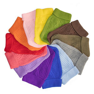 Grosir warna murni rajutan tangan Crochet pakaian musim dingin anjing bulu domba baju hewan peliharaan untuk anjing hangat - Product Image 1
