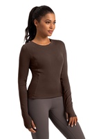 Umweltfreundliches Lyocell Nachhaltiges Merino-Woll-Damen-Sportshirt in 6 Farben Atmungsaktiv Schlanke Passform Weich Rundhals Yoga Langarm