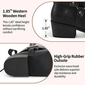 Botines <span class=keywords><strong>de</strong></span> punta redonda occidental <span class=keywords><strong>de</strong></span> alta calidad, <span class=keywords><strong>botas</strong></span> <span class=keywords><strong>de</strong></span> media pantorrilla con remaches cómodos para montar, <span class=keywords><strong>botas</strong></span> <span class=keywords><strong>de</strong></span> vaquero <span class=keywords><strong>de</strong></span> moda para <span class=keywords><strong>mujer</strong></span> - Product Image 4