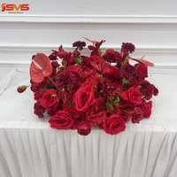 Guirlande de fleurs artificielles rouges SMS pour centre de table de mariage, décoration d'événements, arrangement floral pour table