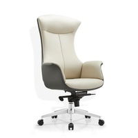 Chaise de bureau de direction en cuir véritable, confortable pour une utilisation prolongée, chaise de patron pivotante et roulante, moderne
