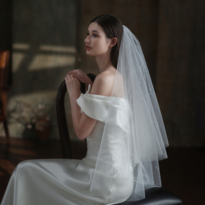 Voile de mariée élégant et scintillant à deux couches en tulle blanc avec décoration de sequins argentés, accessoire de mariage pour femme, voile de mariée doux - Product Image 5