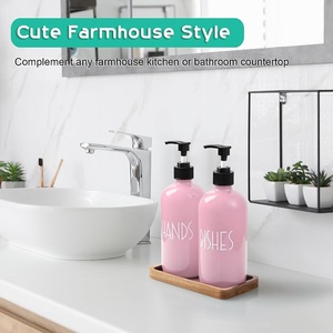 Botella <span class=keywords><strong>de</strong></span> bomba <span class=keywords><strong>de</strong></span> loción para cocina, baño, encimera, champú, lavandería, bandeja <span class=keywords><strong>de</strong></span> Gel <span class=keywords><strong>de</strong></span> ducha <span class=keywords><strong>con</strong></span> madera <span class=keywords><strong>de</strong></span> acacia, dispensador <span class=keywords><strong>de</strong></span> jabón rosa, vidrio - Product Image 5