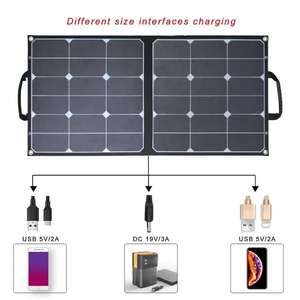 60W 18V có thể gập lại bảng điều khiển năng lượng mặt trời sạc cho máy tính xách tay, máy tính bảng, iPad, iPod, điện thoại thông minh, máy tính xách tay, và nhiều thiết bị kỹ thuật số - Product Image 3