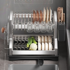 <span class=keywords><strong>Lener</strong></span> 304 Edelstahl Nicht-Klappbares Küchenregal Stehender Typ Multifunktionales Geschirr- und Schüssel-Aufbewahrungsregal mit Stäbchenhalter Modell - Product Image 4