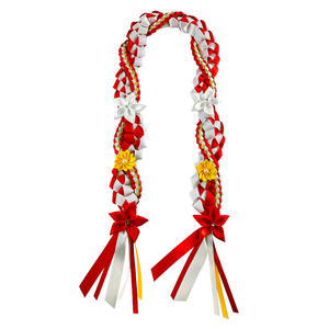 ริบบิ้นสองสีขนาด 7/8 นิ้ว สำหรับโอกาสพิเศษแบบฮาวาย พร้อมพวงหรีดแบบพันรอบสองสีขนาด 3/8 นิ้ว แบบเปิด - Product Image 3