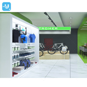 Soporte de exhibición de madera para bicicleta de montaña, moderno diseño de tienda de bici, color verde, personalizado - Product Image 4