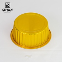 Gobelet de cuisson jetable en aluminium 450 ml, rond 128 mm, doré, pour gâteaux, puddings, desserts, pâtisseries, traiteur et plats à emporter