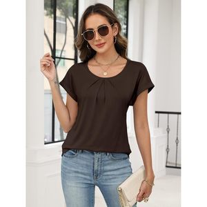 เสื้อชีฟองแขนสั้นจับจีบสำหรับผู้หญิง ระบายอากาศได้ดี ใส่ได้ทุกวัน - Product Image 2