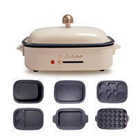 Poêle électrique 1200W, cuiseur à fondue électrique avec 6 plaques, contrôle de la température, antiadhésif, cuisine, maison, DIK49