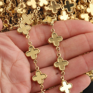 Stainless Steel Gold Hollow Four Leaf <b>Clover</b> Chain DIY Jewelry Necklace <b>Bracelet</b> Ornament Decorative Chain - Product Image 3