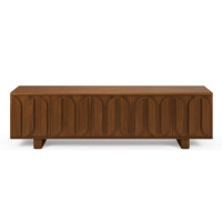 Meuble TV moderne haut de gamme RH en bois, console multimédia cannelée, meuble de rangement en chêne naturel pour salon