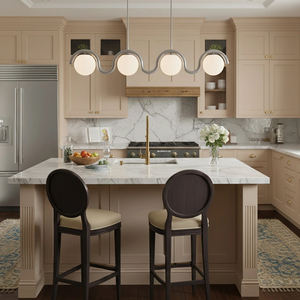 Luminaire suspendu minimaliste moderne, style esthétique contemporain, cadre en métal en forme de U, globe en verre <span class=keywords><strong>opale</strong></span>, lustre linéaire unique Lenox - Product Image 3