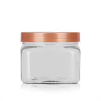 Couvercle carré personnalisé de 500 ml en plastique brun foncé à large ouverture pour bocaux en PET avec couvercles