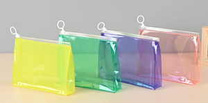 Sac de maquillage en PVC tendance, sac de toilette transparent personnalisé, couleur laser, étanche, fermeture éclair pour rangement cosmétique - Product Image 4