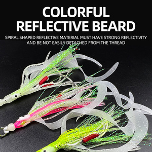 WEIHE-Appâts de pêche en eau salée, 2 crochets, plumes lumineuses - Product Image 6