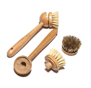 Spazzola per Piatti da Cucina con Manico Lungo in Bambù e Testa Rotante in Sisal - Product Image 1