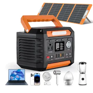 Bateria portátil mini elétrica de 300 W para acampamento ao ar livre, gerador solar de carregamento multifuncional