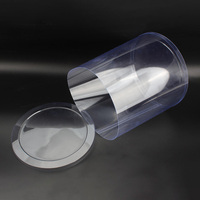 Emballage en cylindre transparent en plastique, boîte cadeau transparente, boîte ronde pour fleurs avec couvercle