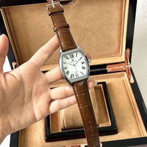 Cross-border best-selling waterproof leather <b>watch</b> with barrel-shaped <b>case</b> and calendar display, featuring simple and casual sty - Product Image 6