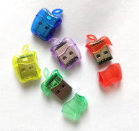Lecteur de carte TF externe USB 2.0 à fente unique avec couvercle, personnalisable avec logo, sans pilote, transparent, vente en gros, fournisseur