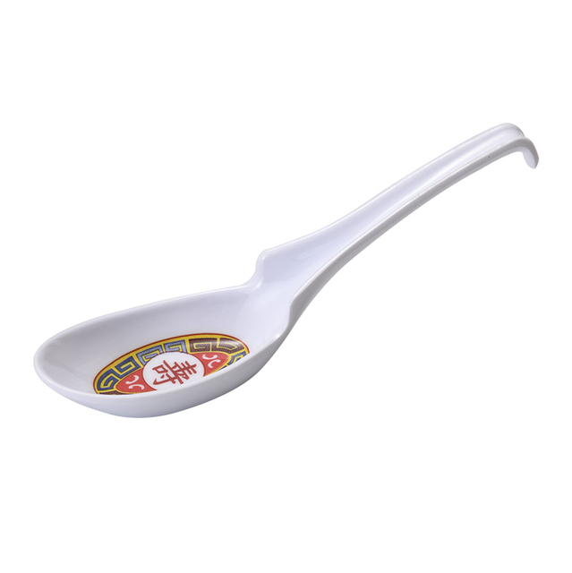 Wholesale Custom Bulk Melamine Plastic Dinner Spoon with Hook Durable Chinese Style for Restaurant or Home Use