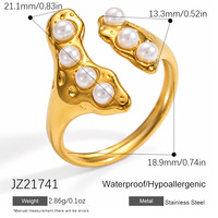 Ensemble de bagues empilables SUMMLY rétro carrées en zircon et perles, motif fleur et cœur, plaqué or 18 carats, ajustables, pour femme, usage quotidien, fête, cadeau