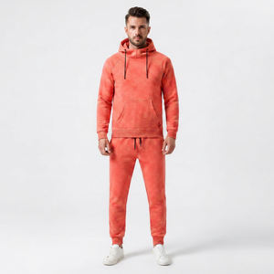 Ensemble sweat-shirt à capuche et pantalon de survêtement en coton mélangé pour homme, tenue de sport confortable pour l'entraînement et les loisirs - Product Image 1