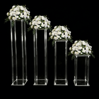 Décoration de mariage : Pilier carré en acrylique cristal 20*20/25*25 cm, centre de table pour desserts et guide d'allée