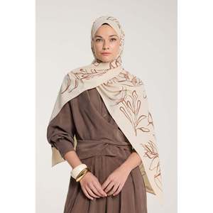 Pañuelo Cuadrado y Pañuelo de Bolsillo con Diseño de Hojas en Tono Beige Marrón Puro, Calidad Premium con Diseño Elegante - Product Image 3