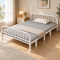 Lit simple pliable en métal à quatre plis, cadre en acier pour dortoir, chambre d'amis et petits espaces