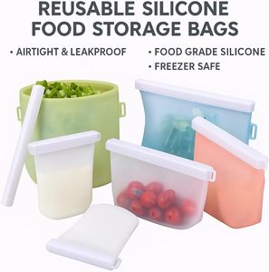 Ensemble de sacs de conservation de qualité alimentaire 100% réutilisables en silicone pour l'emballage des aliments - Product Image 4