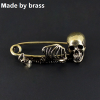 Vintage laiton crâne broche métal cuivre crâne épinglette bricolage personnalisé vêtements accessoires