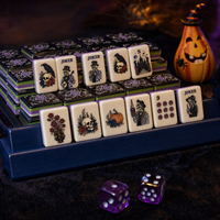 Jeu de Mahjong Gothique d'Halloween au Design Original, Tuiles Joker Squelette, Jeu de Société pour Soirée Horreur, Ensemble Unique de Mahjong d'Halloween, Effrayant