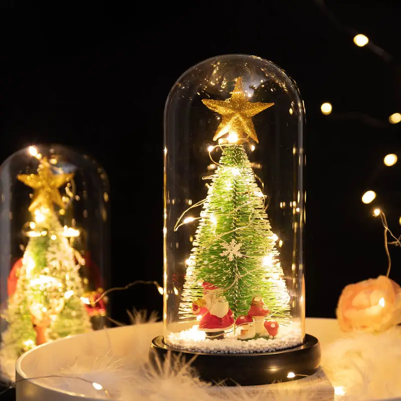 Arbre de noël de luxe, dans dôme de verre, cadeau de noël, 2022