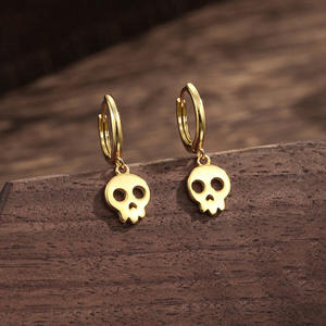 Orecchini a Cerchio Edun Skeleton in Lega di Zinco Oro Rosa, Stile Punk, Gioielli Unisex alla Moda - Product Image 3