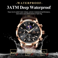 Jam Tangan Bisnis Mewah POEDAGAR 882 Tali Kulit Kronograf Tahan Air Olahraga Quartz untuk Hadiah Pria Relogio Masculino
