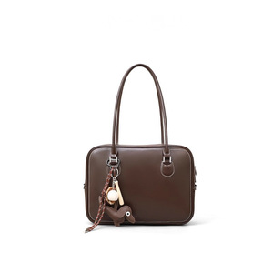 Sac Boston en cuir véritable texturé, sac à bandoulière haut de gamme grande capacité, sac à main élégant et polyvalent pour femme, étiquetage OEM - Product Image 1